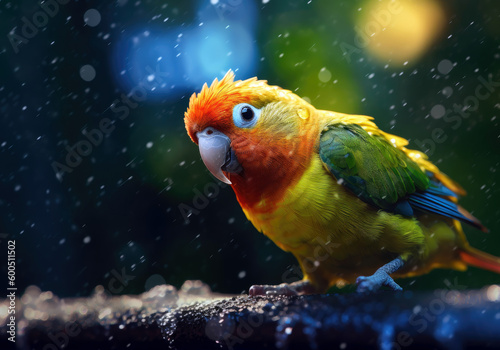 tropical parrot, bright wildlife, vibrant blured background, Generative AI