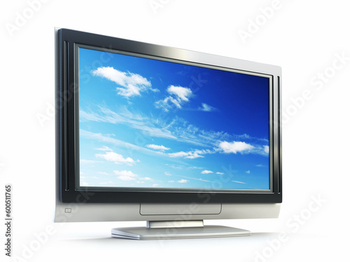 3d rendering plasma TV on white background