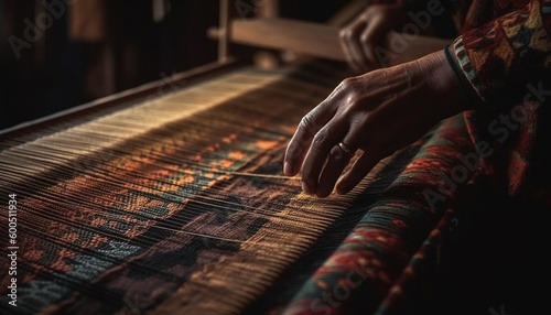 Woven wool rug made with skill and creativity generated by AI