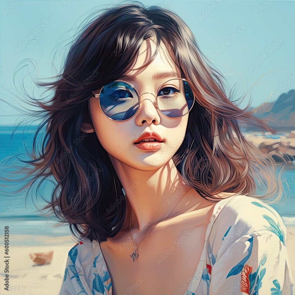 Illustration of a woman and abstract art, AI Generated Illustration of a woman and abstract art, AI Generated