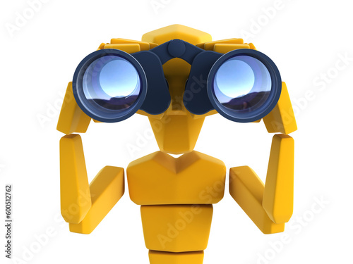 3d symbolic man looking through the binoculars © Designpics