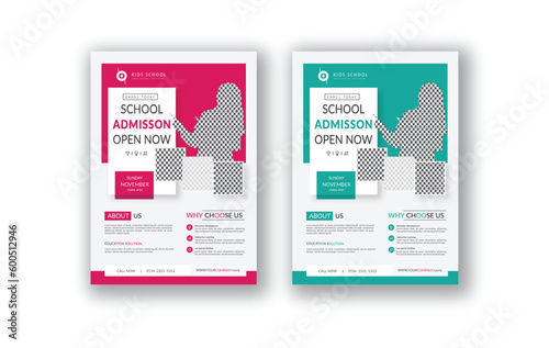 School admission flyer or kids education flyer or  Kids Childrens back to school education admission flyer poster layout,