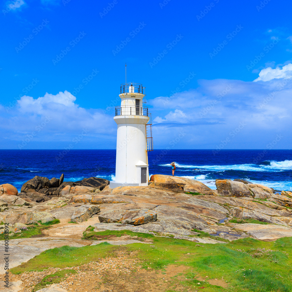 Lighthouse on atlantic ocean coast- Galicia, Spain- Coruna province, Muxia