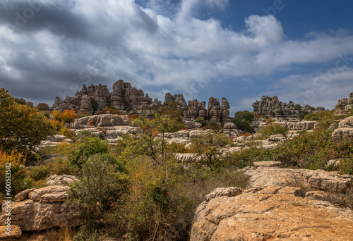 Beautifull exposure of the El Torcal de Antequera, wich is known for its unusual landforms, and is regarded as one of the most impressive karst landscapes in Europe located in Sierra del Torcal, Anteq