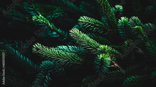 Dark background with fir trees  generative AI.