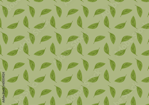Green tea pattern wallpaper. Green tea doodle vector. Matcha pattern.