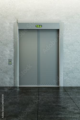 modern elevator with closed doors