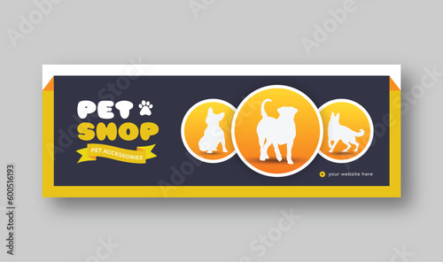 Pet shop or pet care social media Facebook cover web banner template