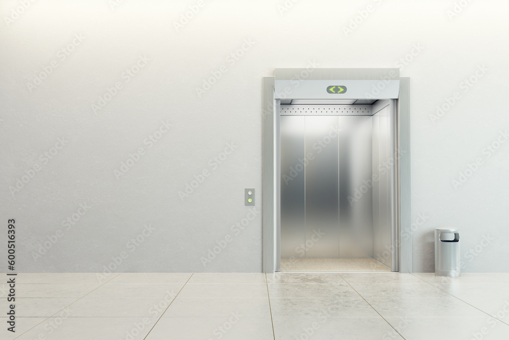 modern elevator with open doors modern elevator with open doors