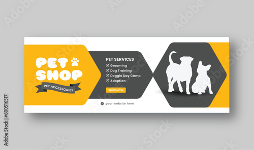 Pet shop or pet care web banner social media Facebook cover template