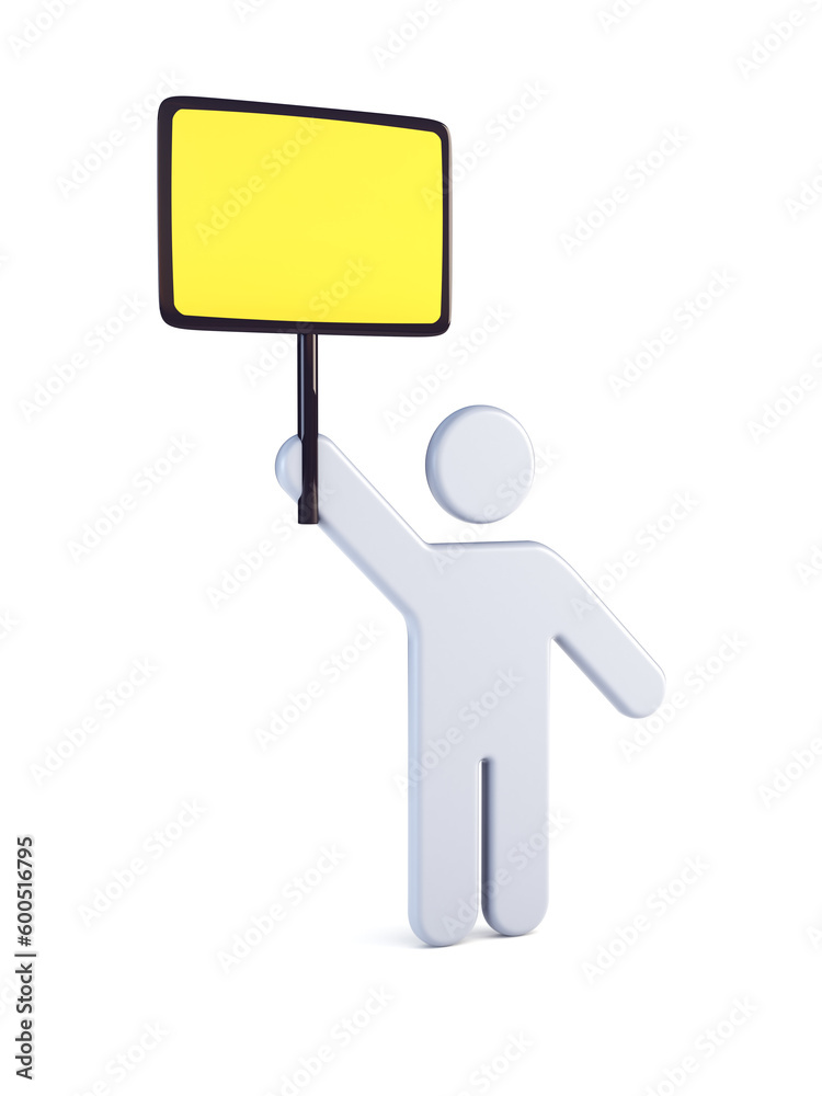 Strike of worker holding placard, 3d rendering Strike of worker holding placard, 3d rendering