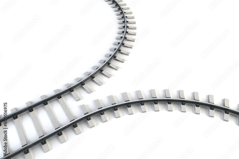 Fototapeta premium diverging railway. isolated 3d rendering