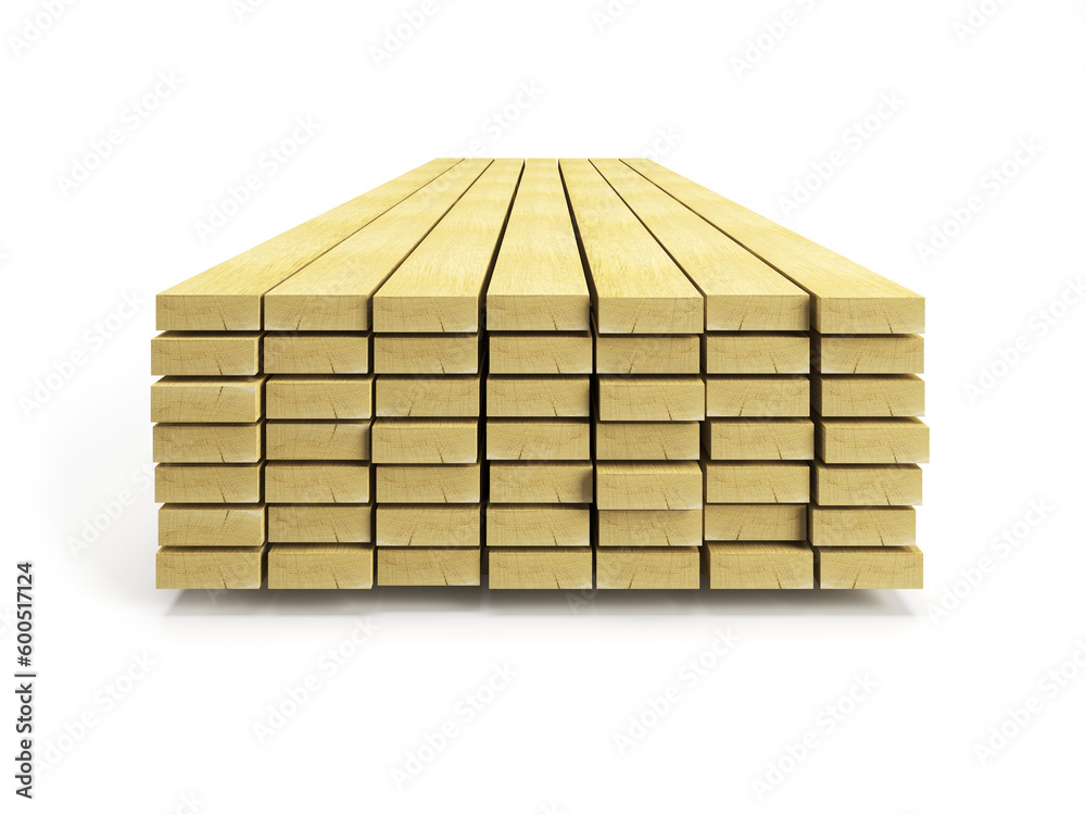 stack of planks, isolated 3d render