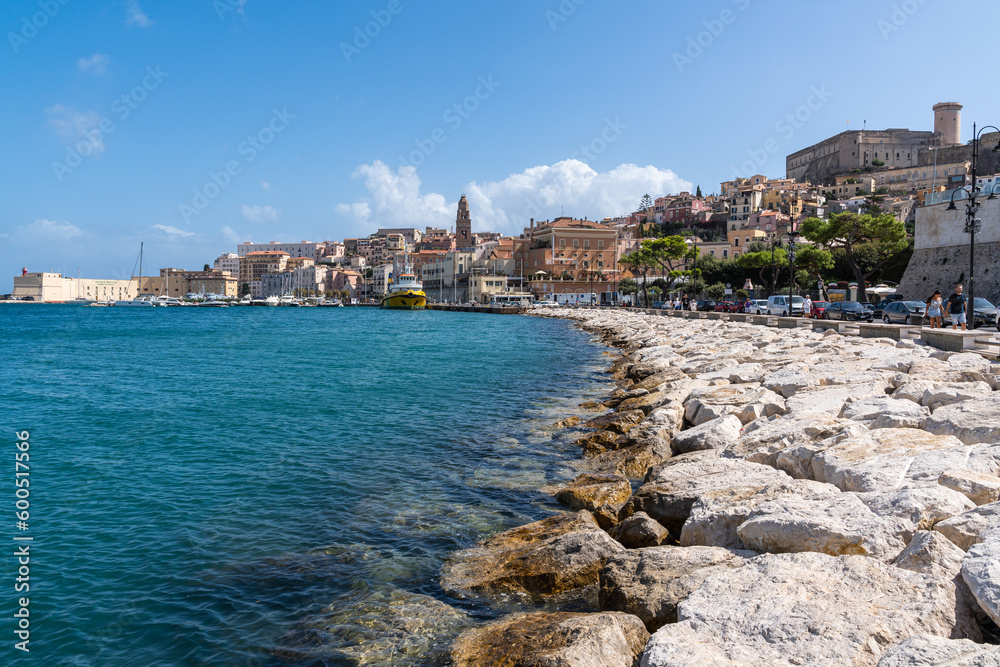 The waterfront of Gaeta, an historic town and popular tourist destination on Mediterranean Sea, Lazio, Italy