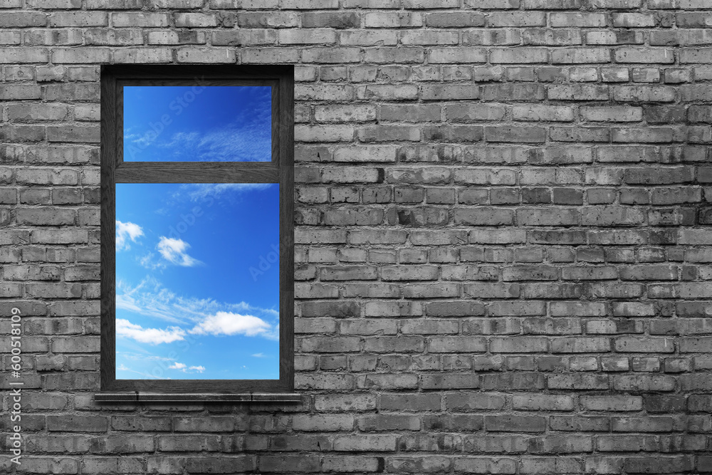 illuminated window on a brick wall 3d scene illuminated window on a brick wall 3d scene