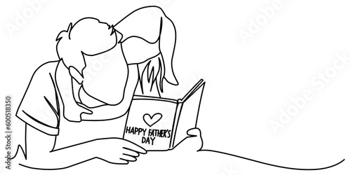 Fathers day line art style vector illustration