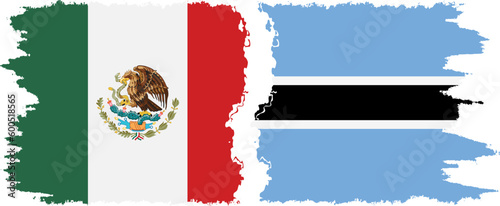 Botswana and Mexico grunge flags connection vector