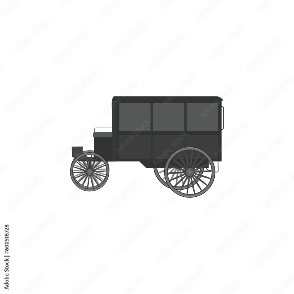 19th-century carriage for transporting passengers. flat vector illustration. Old carriage wagon logo concept 19th-century carriage for transporting passengers. flat vector illustration. Old carriage wagon logo concept