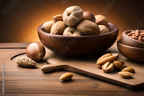 nuts in a bowl created with Generative AI technology