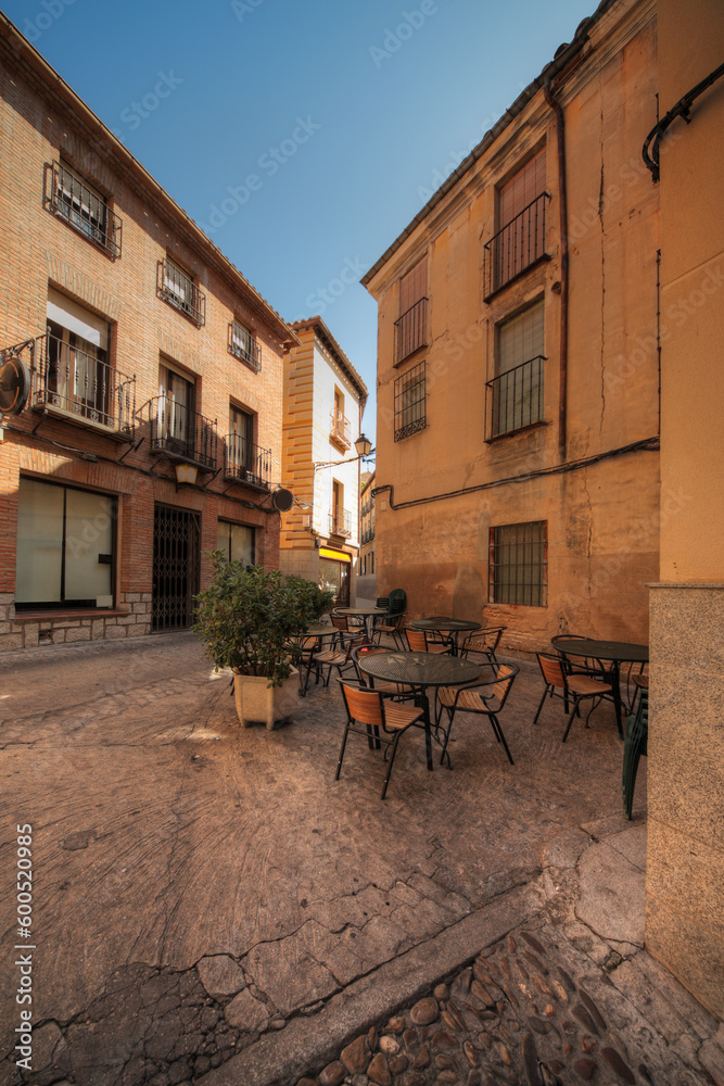 street restaurant in historical part of Toledo, Spain