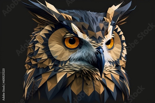 Lowpoly Eagle Owl Portrait photo