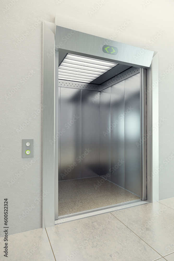 modern elevator with open doors modern elevator with open doors