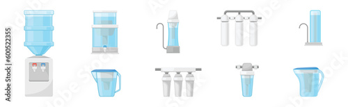 Filter Household Equipment for Drinking Purified Water Vector Set