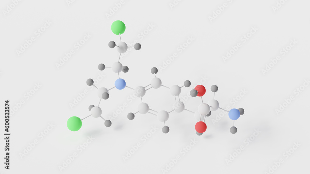 melphalan molecule 3d, molecular structure, ball and stick model, structural chemical formula alkeran melphalan molecule 3d, molecular structure, ball and stick model, structural chemical formula alkeran
