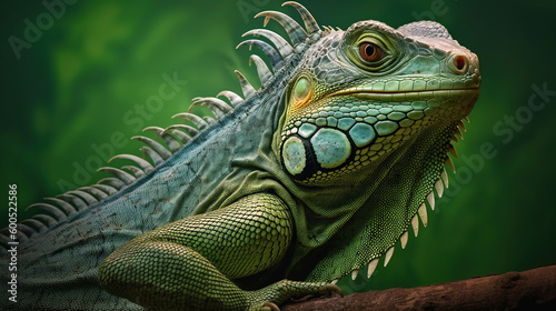 Green iguana  also known as the American iguana. Generative Ai