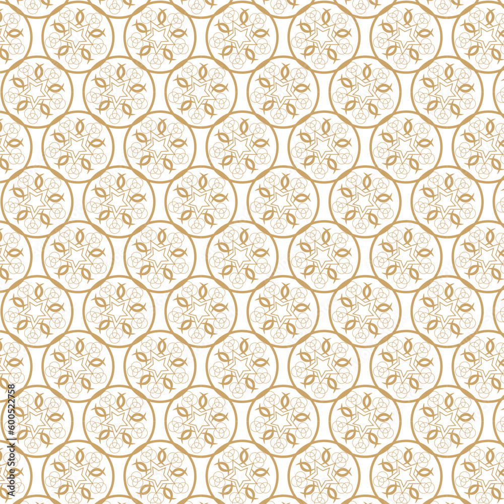 Seamless abstract modern geometric circle line pattern for elegant golden Christmas background