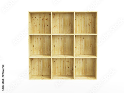 Fototapeta Naklejka Na Ścianę i Meble -  empty pine shelf, isolated 3d render