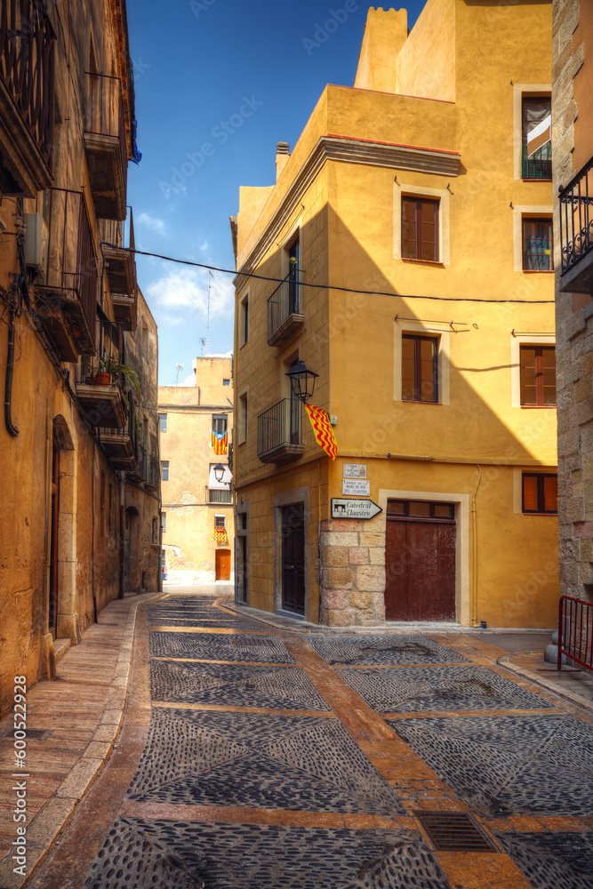 traditional old Spanish street, Tarragona, Catalonia, Spain