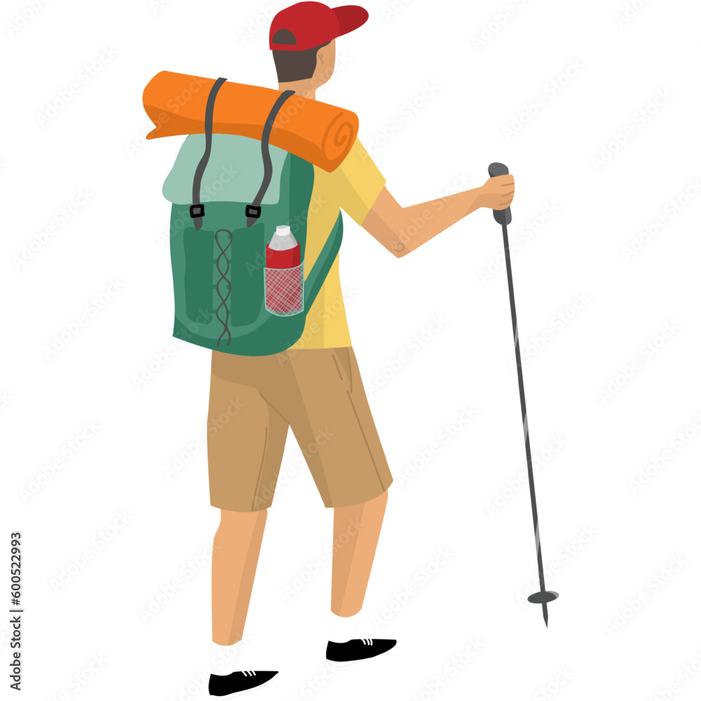 Man hiker vector flat icon isolated on white Man hiker vector flat icon isolated on white