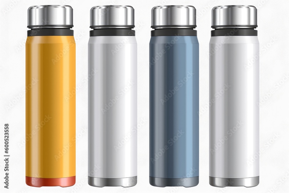 Mockup colorful aluminum bottles