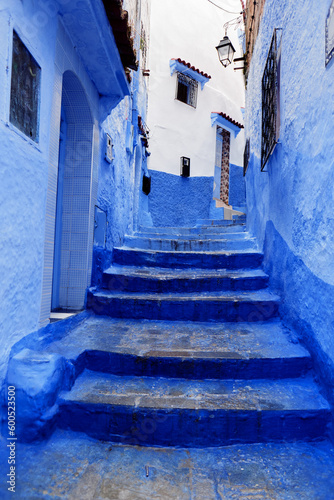 Travel by Morocco. Street in medina of blue town Chefchaouen. © luengo_ua