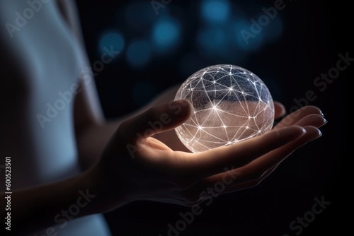 Woman holding glass orb