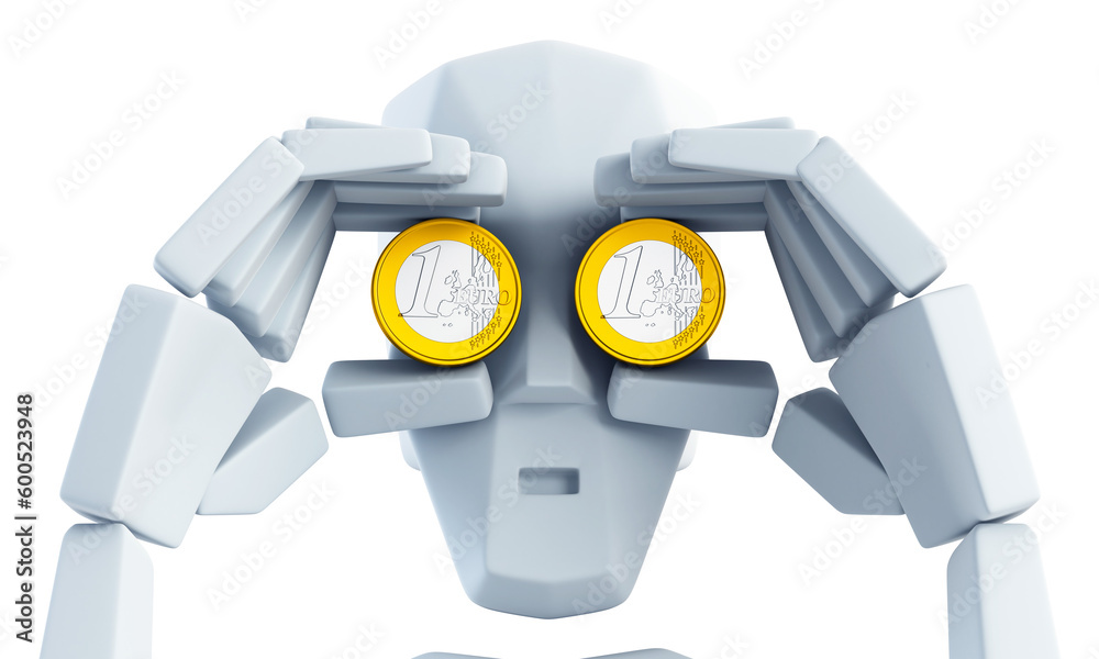 businessman looking for a euro profit. 3d render businessman looking for a euro profit. 3d render