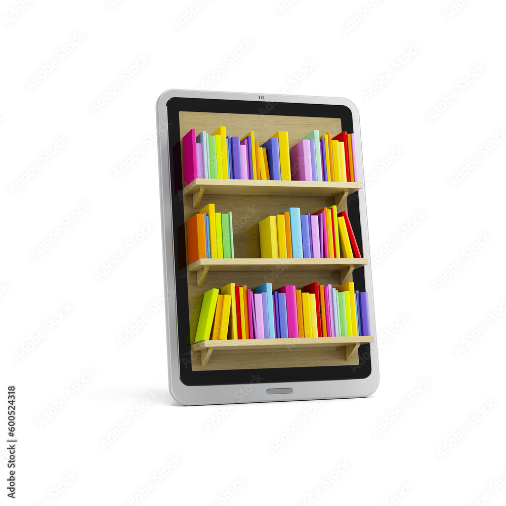 online library on the tablet, 3d render online library on the tablet, 3d render