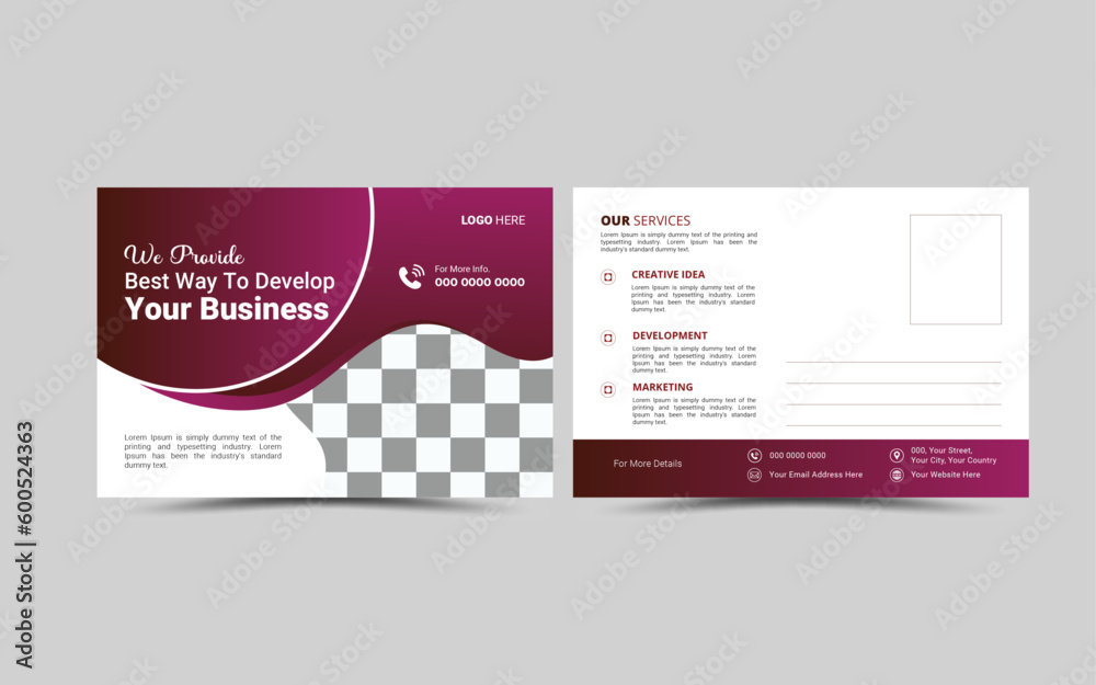 Vector Creative corporate modern postcard design template layout. Vector Creative corporate modern postcard design template layout.