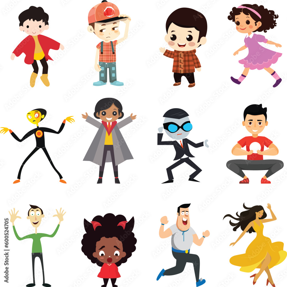 set of cartoon character. people character. vector illustration.