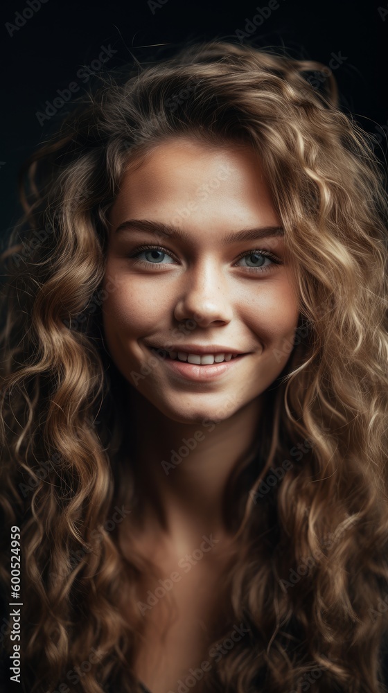 A young lady with blonde hair smiling ai, ai generative, illustration A young lady with blonde hair smiling ai, ai generative, illustration
