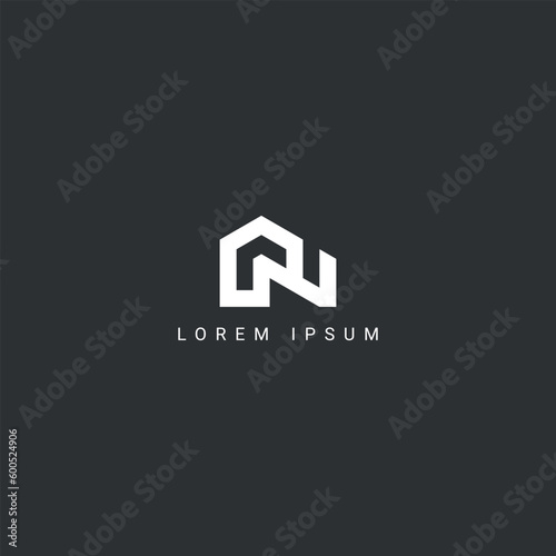 Abstract letter N real estate house logo design vector element