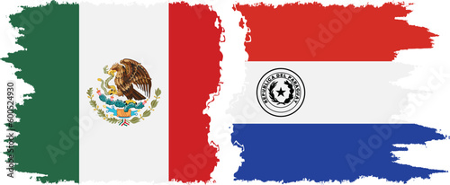 Paraguay and Mexico grunge flags connection vector photo
