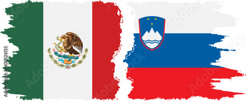 Slovenia and Mexico grunge flags connection vector photo