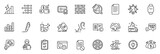 Icons pack as Project deadline, Certificate and Fake news line icons for app include Currency rate, Chemistry lab, Ð¡ompetition outline thin icon web set. Check investment, Signature. Vector