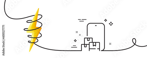 Online storage line icon. Continuous one line with curl. Internet delivery sign. Mobile device service symbol. Online storage single outline ribbon. Loop curve with energy. Vector