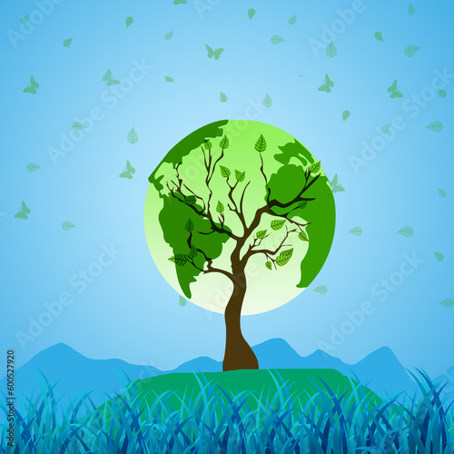 World environment and earth day concept graphics  Poster design  Illustration template 02