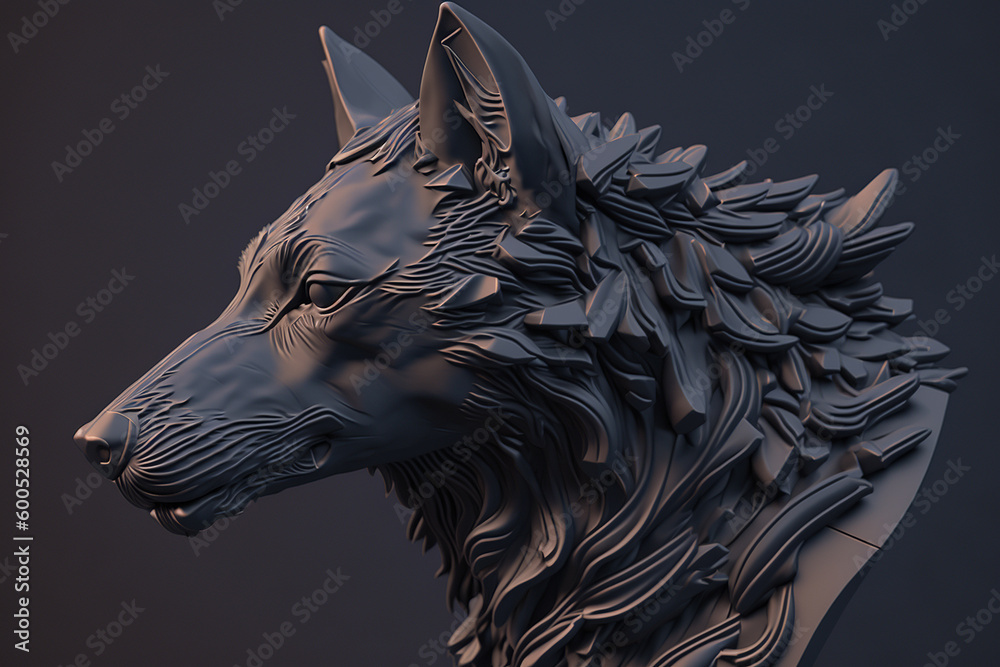 Fototapeta wolf statue hi-res wallpaper image Ai generated art