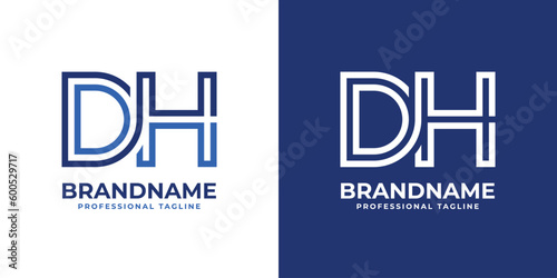 Letter DH Line Monogram Logo, suitable for any business with DH or HD initials.