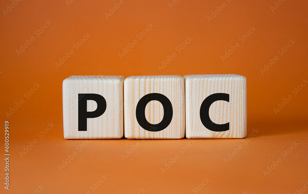 POC - Proof of Concept symbol. Wooden cubes with words POC. Beautiful orange background. Business and POC concept. Copy space. POC - Proof of Concept symbol. Wooden cubes with words POC. Beautiful orange background. Business and POC concept. Copy space.